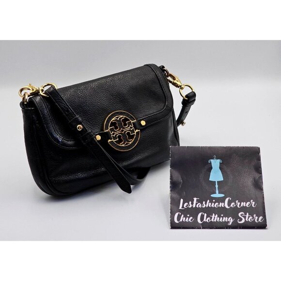 Tory Burch Women's Black Pebbled Leather Amanda Crossbody Bag Size Small 2725 - Picture 4 of 14